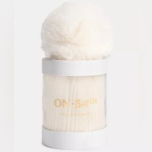 On 34th White Boxed Rib-Knit Beanie, Macy's Exclusive